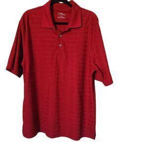 PGA Tour Mens Red Polo Shirt Monochrome Strips Size XL